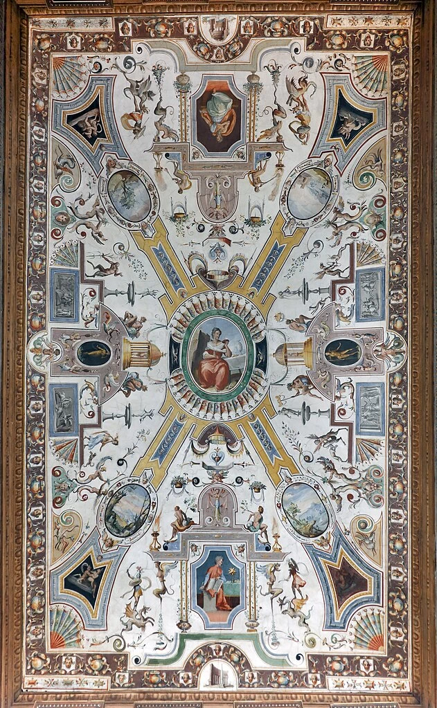 300-grottesche della volta del corridoio di levante. Astinenza o Fame, un asceta, uno studioso - Galleria degli Uffizi, Firenze
